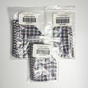 Longaberger Woven Traditions Desktop Plaid Fabric Basket Liners Set of 3